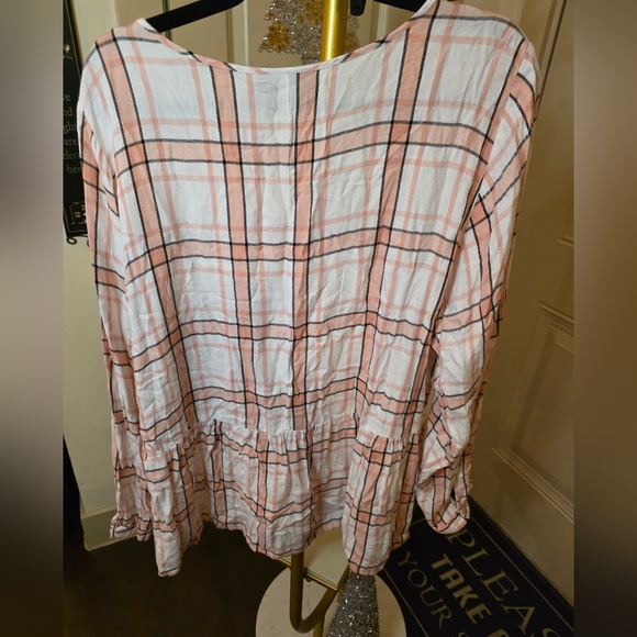 Lane Bryant Pink Plaid Blouse  100% Rayon Sz 22 Plus - Picture 5 of 8